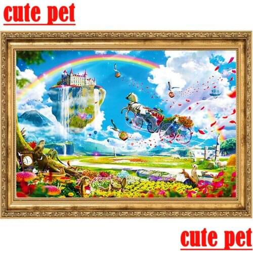 Cute pet Diy Diamond Painting Rainbow castle 5D Full Diamond Embroidery rhinestone Drill mosaic Diamond Embroidery Wall Art
