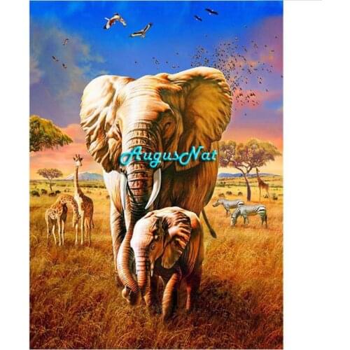 Elephants diamond painting cross stitch secnery wall art decal diamond dots picture animal magic beads painting needlework gift