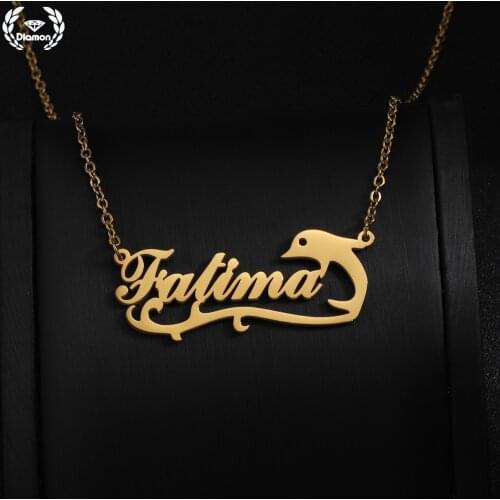 Diamon Personalized Stainless Steel Necklace For Women Custom Name Letter Gold Choker Pendant Nameplate Jewelry Friendship Gift