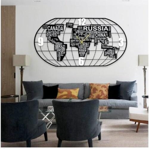Nordic silent world map clock wall clock living room modern simple atmospheric clock creative trend quartz wall clock