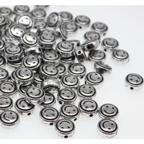 CHONGAI 50Pcs Acrylic Antique Smiley Face Charm Beads Fit European Charm For Jewelry Making 13MM