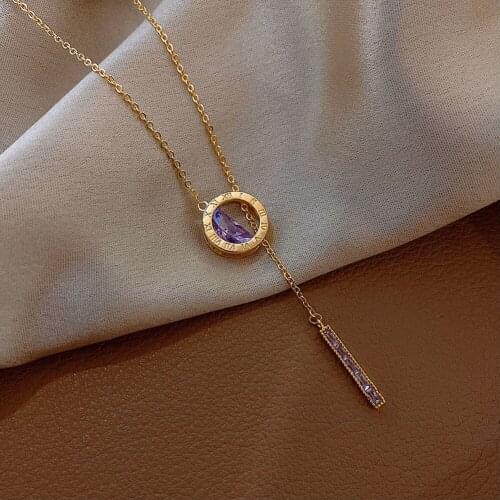 Purple necklace female light luxury niche design sense clavicle chain jewelry pendant necklace ins jewelry trend