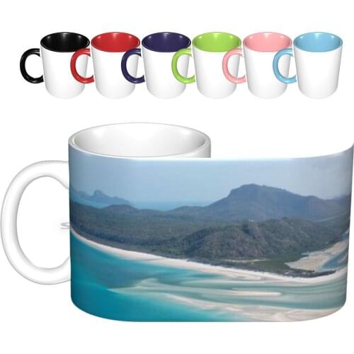 Hill Inlet From Above Ceramic Mugs Coffee Cups Milk Tea Mug Hill Inlet Whitsundays Whitehaven Beach Queensland Australia Beach
