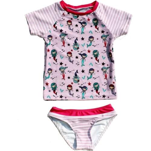 Baby Girl Bikini Sets Kid Print Swimsuit Infant Bathing Suits Summer Girls Two Pieces Swimwear Shorts+Short Sleeve Beach T-shirt