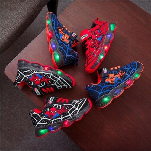 Spiderman Kids Glowing Sneakers with light kids shoes boys girls Luminous Lighted Sneakers Boys LED Children Shoes