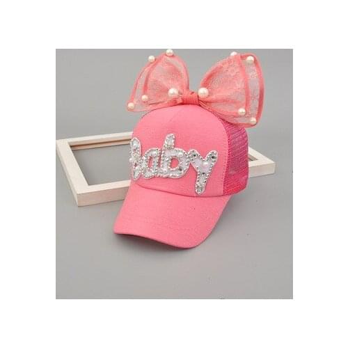 Summer Bow-Knot Children Baseball Cap Adjustable Belly kids Baseball Caps Cute Baby Kid Bonnets For Girls Sequin Kid Hat Boy Hat