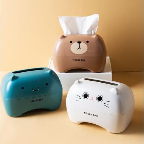Cute Cartoon Tissue Box with Cover Creative Home Living Room Kawaii Tissue Box Organizer Storage Paper Pumping Box Decoration