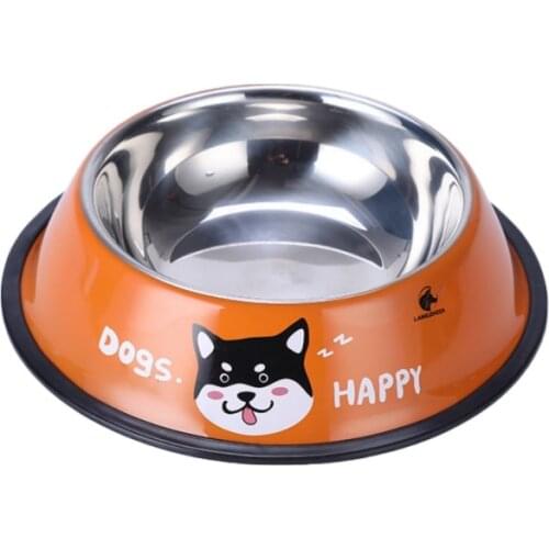 Pet Cats And Dogs Stainless Steel Anti-tipping Bowl Three Colors Can Choose 22cm Pet Supplies Accessories