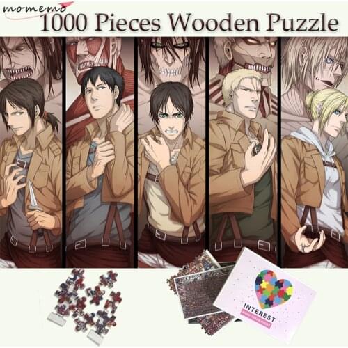 MOMEMO Attack on Titan Cartoon Jigsaw Puzzle Wooden 1000 Pieces Puzzle Toys for Adults Teenagers Children Anime Pattern Puzzles