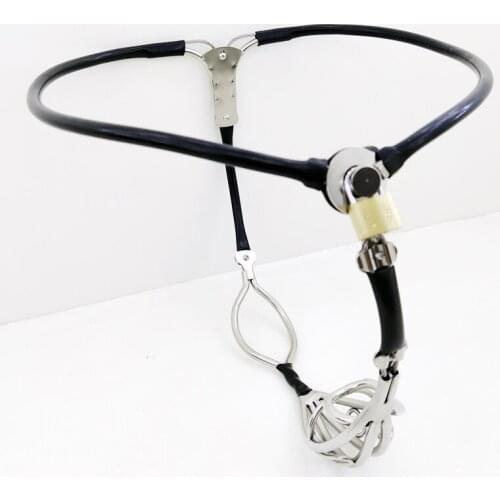 Stainless Steel Silicone Male Chastity Cage Pants Penis Lock Cbt Bondage Cock Cage Metal Chastity Belt BDSM Sex Toys For Men