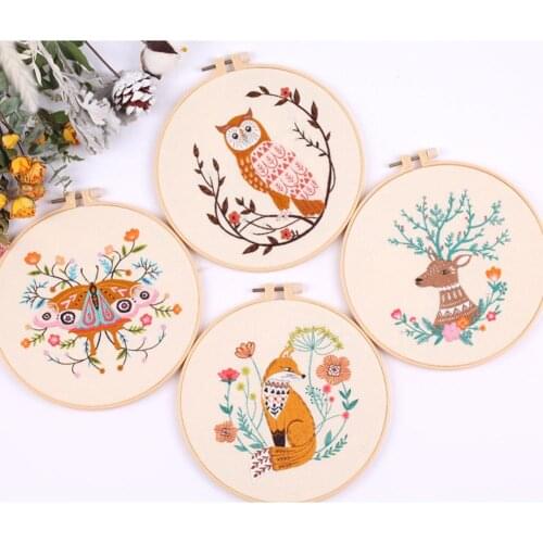 Embroidery Material Package Kit Cloth Art Needlework Tools Round Embroidery Frame Diy Sewing Craft Kit