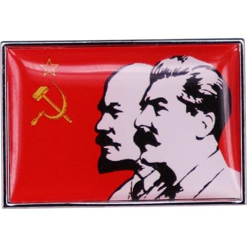 USSR CCCP Lenin Stalin Flag Lapel Pin