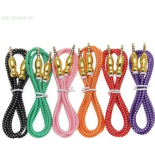 NEW HOT SALES Braided Metal Gourd Head AUX Car Audio Cable 3.5mm Car Audio Male to Male Audio Cable 500pcs/lot