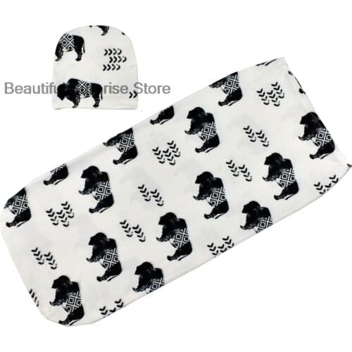 Baby Swaddle Blanket+hat Cocoon Swaddle for Infant Baby Warp Black and White Baby Sleeping Bag Envelope Sleep Sack Bedding