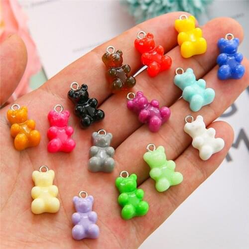 10pcs Candy Color Gummy Mini Bear Charms For DIY Making Cute Earrings Pendants Necklaces Jewelry Finding Accessories 12*21mm