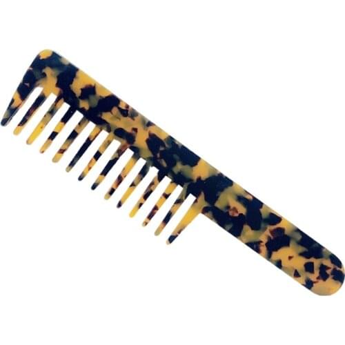 H7JC Acetate Detangle Hair Comb Colorful Marble Stone Print Anti-Static Large Wide Tooth Long Handle Massage Hairbrush Tools