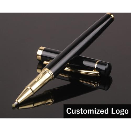 Luxury Metal Silver Black Signature Ballpoint Pens for Business Writing Office School Supplies Stationery Customized Logo gift