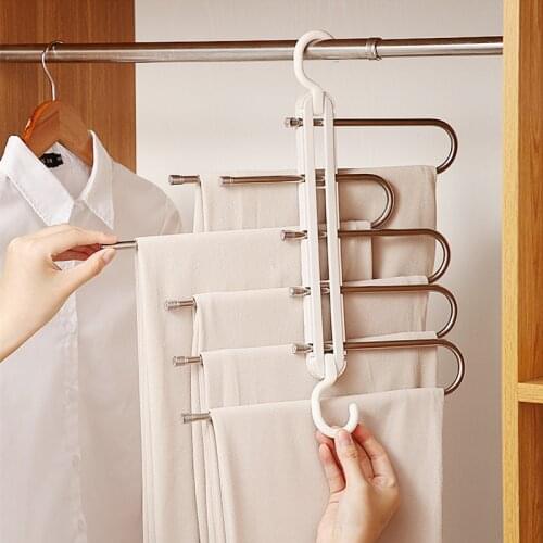 5 layers S Shape MultiFunctional Clothes Hangers Pants Storage Hangers Cloth Rack Multilayer Storage Cloth Hanger 1PC