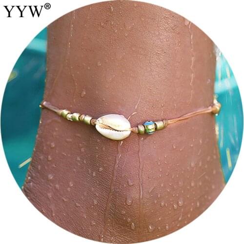 Seedbead Anklet Natural Shells Fossil Conch Barefoot Foot Jewelry Fashion Female Ankle Strap Ornaments Summer Beach Jewelry