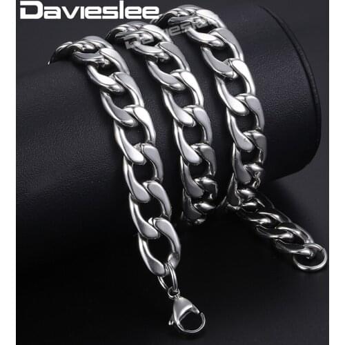 Curb Cuban Chain Necklace for Men Stainless Steel Mens Necklaces Dropshipping Wholesale Fashion Jewelry Gift 11mm DKN181