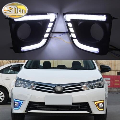 SNCN LED Daytime Running Light For Toyota Corolla 2014 2015 2016 Dynamic Turn Signal Waterproof ABS 12V DRL Fog Lamp Decoration