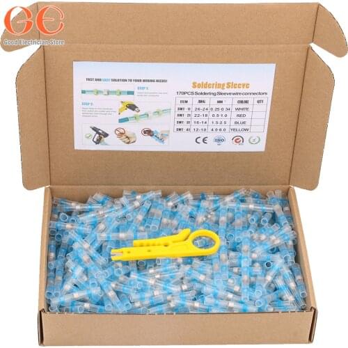 AWG16 -14 100/300/500PCS Heat Shrink Soldering Sleeve Insulated Waterproof Electrical Butt Splice Wire Connectors Terminals