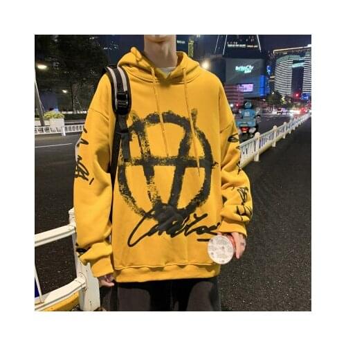 Mens Hip Hop Hoodies Sweatshirts Streetwear Print Brand White Fashion Clothe Spring Autumn 2021 Skateboard Casual Loose