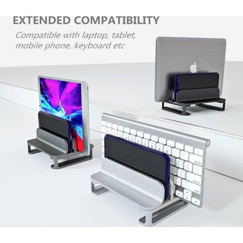 Vertical Cooling Laptop Stand Aluminum Single/Double Desktop Holder w/Adjustable Dock for Notebook MacBook Dell HP More 10-17.3"