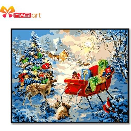 Cross stitch kits Embroidery needlework sets 11CT water soluble canvas patterns 14CT Full Christmas Gift and deer -NCMC070