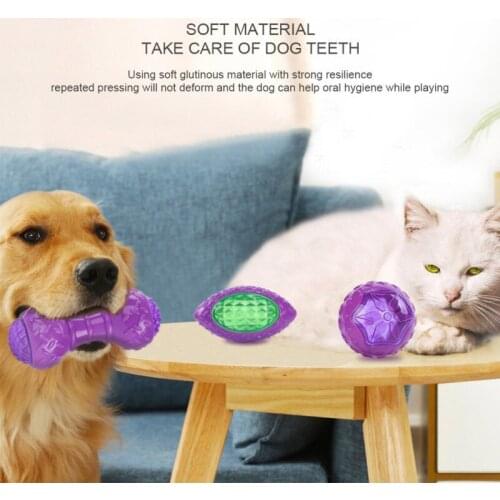 1PC New Dog Toy Soft Latex Pet Dog Ball Toys Squeak Dogs Bite Toys Teeth Chew Vocal Bite-resistant Interactive Glowing Bone Toys