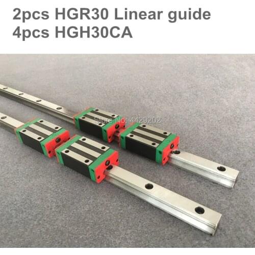 2pcs linear guide rail HGR30 - 1100 1200 1500mm with 4 pcs of linear block carriage HGH30CA CNC parts