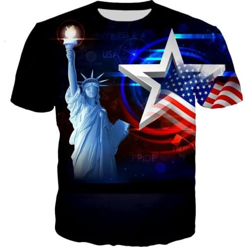 3D Print Hipster USA Flag Statue of Liberty Men T-shirts Fashion Hip hop Colourful Streetwear T-shirt Unisex Leisure Tshirt Tops