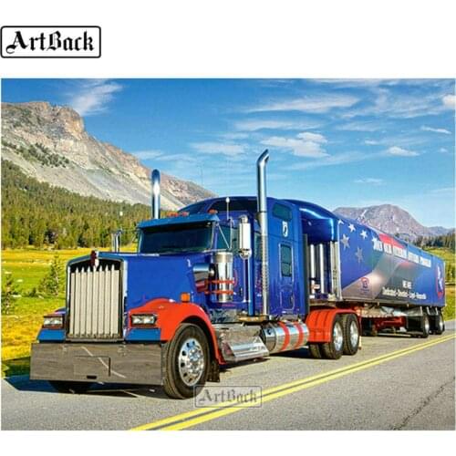5d diamond painting blue truck full square & round "car landscape" diamond mosaic 3d resin diamond embroidery craft sticker