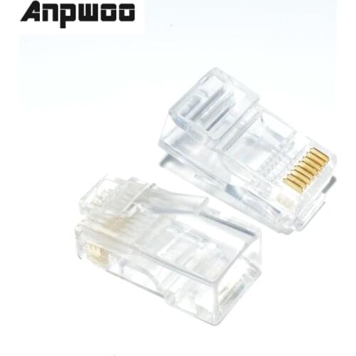 ANPWOO 100pcs Crystal 8Pin RJ45 Module Plug RJ-45 Ethernet Cable Network Connector Adapter For Cat5 Cat5e Rj 45 Plugs