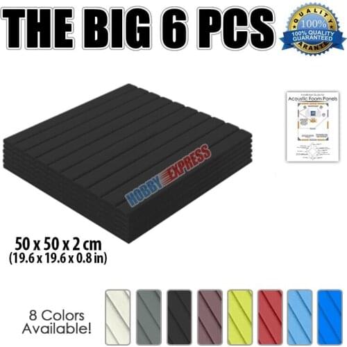 Arrowzoom 6 pcs Pack Flat Wedge Tiles Sound Absorption Acoustic Studio Panel Foam 19.6 x 19.6 x 0.8" KK1035