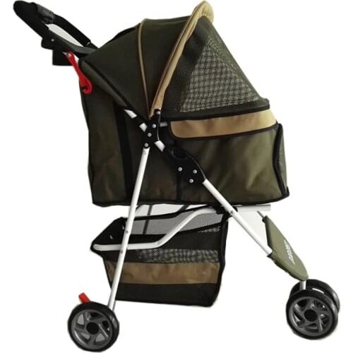 Dog Car Seat New 2016 High Quality Pet Strollers For Medium Dog Load 15kg Waterproof Oxford 3 Wheels Pushchair For Sale Army