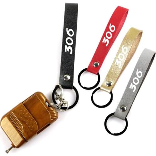 PU Leather Rope keychain Pendant Key Chain Holder Car Keyring Men Women Key ring for Peugeot 306 508 2008 3008