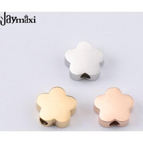 Jaymaxi Flower Charm DIY Jewelry Small Hole Mirror Polish Stainless Steel 1.8mm Hole Beads for Necklace Wholesales 20Pieces/lot
