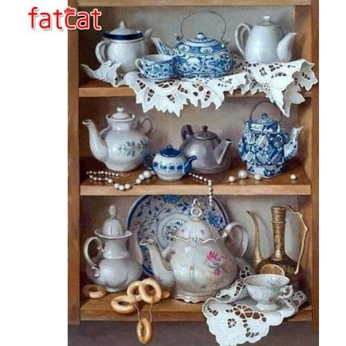 FATCAT Teapot shelf 5d diy diamond painting kits full square round drill diamond embroidery sale wall decoration AE3018