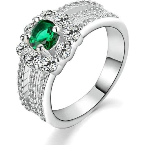 NATURAL EMERALD RING 925 SILVER COLOR ZIRCON DIAMOND RINGS FOR WOMEN ENGAGEMENT WEDDING RINGS GREEN GEMSTONE FINE JEWELRY GIFTS