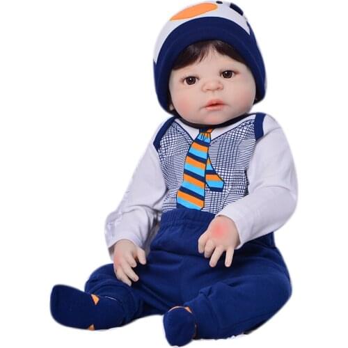 Collectible 23 Inch Reborn Baby Doll Boy 57 Cm Full Silicone Vinyl Realistic Newborn Babies Doll Toy For Kid Birthday Present