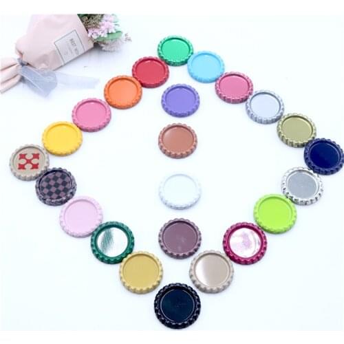 Creative Two- Side Colored Round Flattened Bottle Caps Without Hole 25pcs/lot Inside 25mm for DIY Crafts Accessories