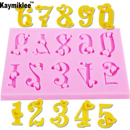 M212 Love Heart 0-9 Numbers Silicone Mold Cake Decorating Fondant Impression Flower Mold Sugarcraft Cake Mold