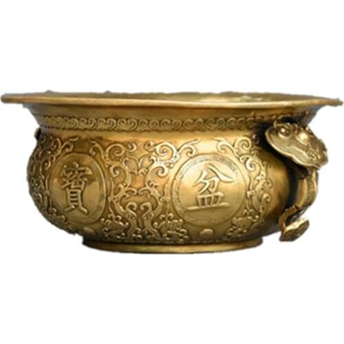 Feng Shui Money Pure Copper Amass Fortunes Extra-large CopperIncense Burner Home Fengshui Opening Gift Metal Ornaments