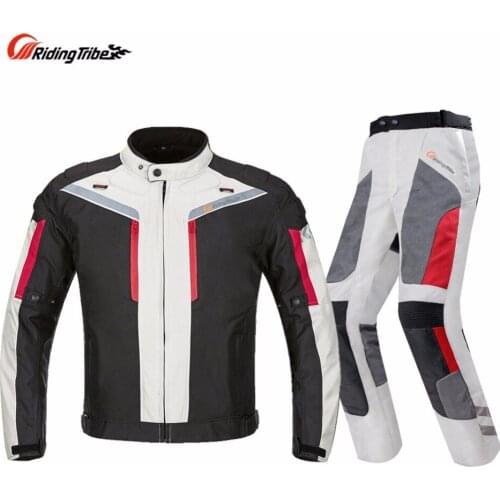 Motorcycle Jacket Pant Professional Racing Suit with Protective Pads Reflective Breathable Removable Waterproof Windproof Layer