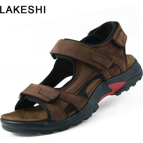 New Men Sandals Summer Shoes 2021 Genuine Leather Men Shoes Comfortable Outdoor Shoes Fashion Flat Men Shoes Plus Size 46 47 48