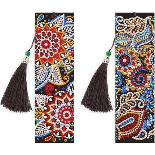 2Pcs 5D Diamond Painting Bookmark Flower Diamond Embroidery Cross Stitch DIY Book Mark for School Student Gift Crafts