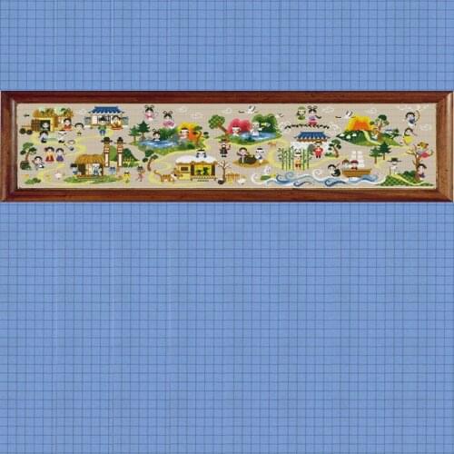 Yihan Cross Stitch Kits Craft Packages 100% Cotton Fabric Floss Counted New Designs Needlework Embroidery Cross-Stitching