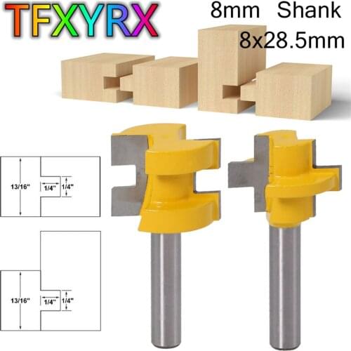 2pcs 8mm Shank Square Tooth T-slot Router Bit Set for Wood Tenon Milling Cutter Carving Knife Woodworking Tools