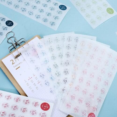 12 Sheets/Pack 365 days calendar Label index Stickers Scrapbooking Planner Diary School Stationery Journal Decorative Supplies